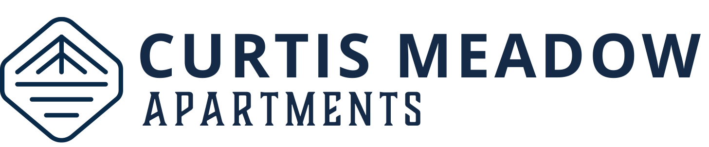 a logo with the words courts meadow appartments on a black